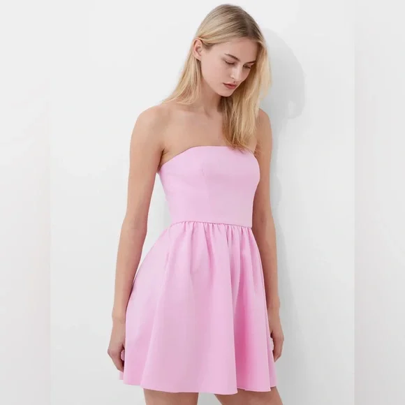 knee length dresses for ladies FRENCH CONNECTION WHISPER STRAPLESS BOW DRESS
